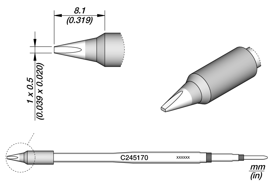 C245170 - Chisel Cartridge 1 x 0.5